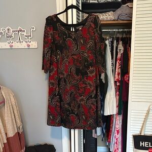 Jessica Howard Red and Black Paisley Mini Dress